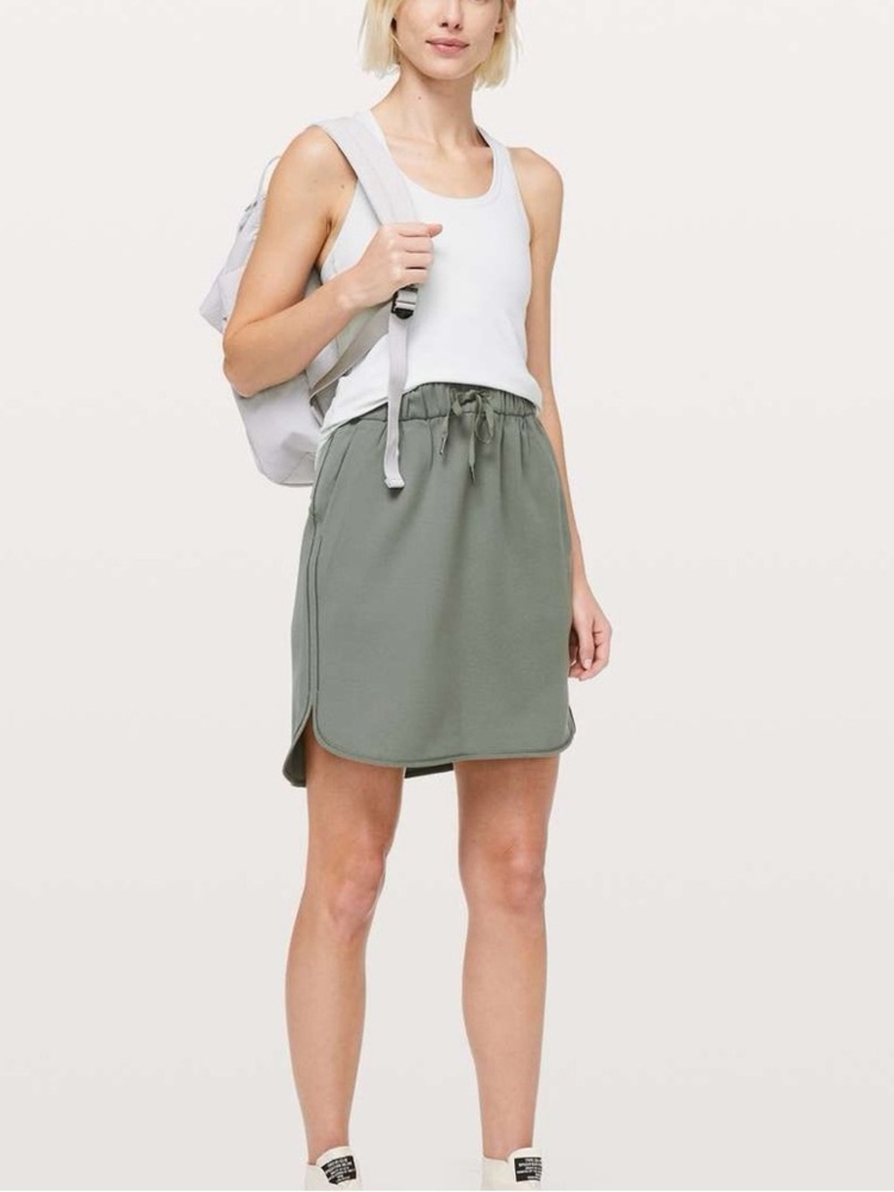 lululemon On The Fly Drawstring Skirt in Gray with pockets
